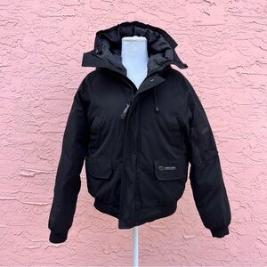 Vintage Canada Goose Down Jacket with Hood Bomber Jacket Black Size Small